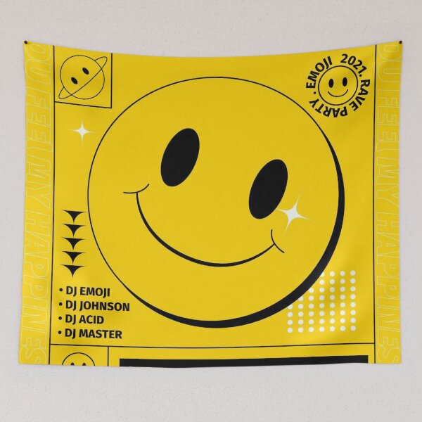 Item preview, Flat Acid Emoji Poster Template designed and sold by Peekonet.