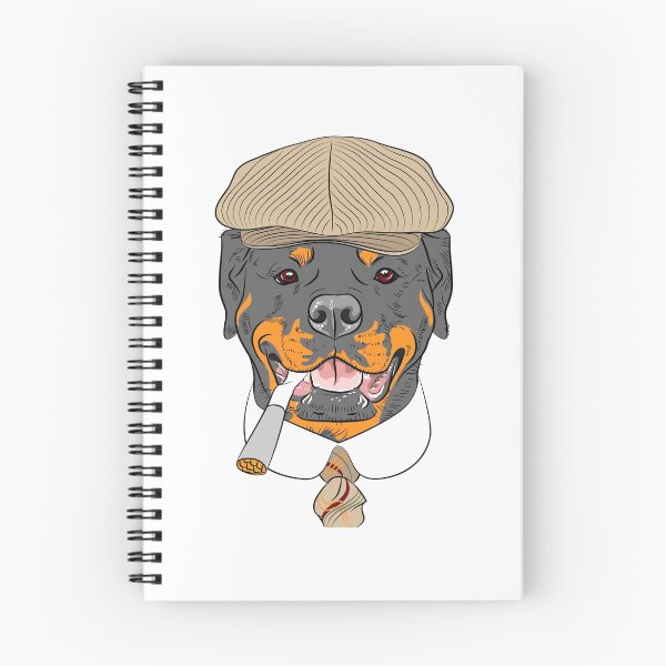 Item preview, perro hipster raza Rottweiler en una gorra marrón, con una corbata y un cigarrillo designed and sold by kavalenkavart.