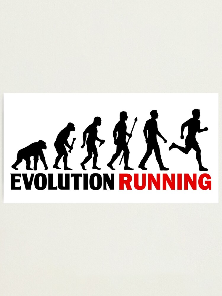 Running Evolution Of Man Funny T Shirt Photographic Print By Beyondevolved Redbubble