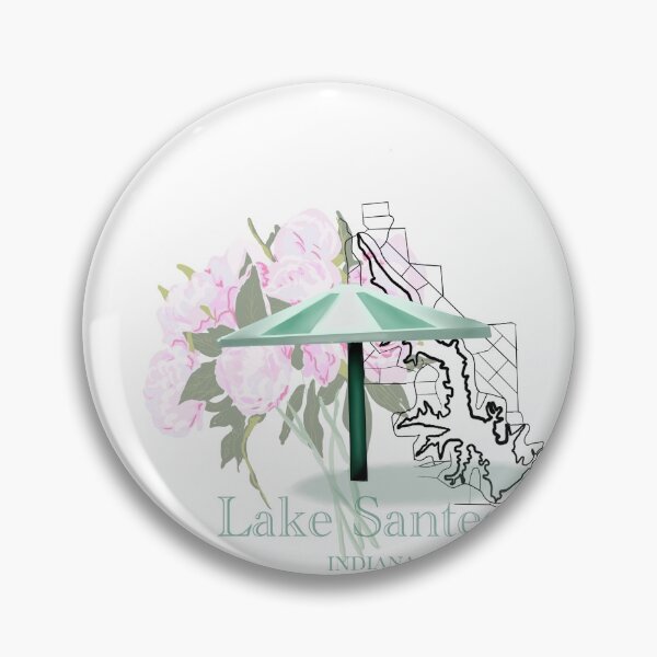 Artikelvorschau, Lake Santee Indiana Karte mit Pfingstrosenblüten entworfen und verkauft von girljohnny.