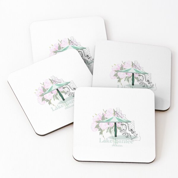 Item preview, Lake Santee Indiana Map with Peony Flowers designed and sold by girljohnny.