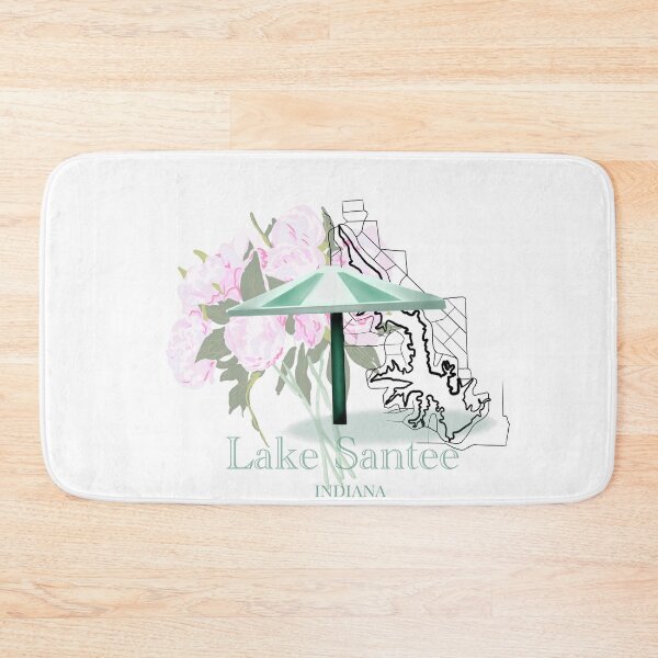 Item preview, Lake Santee Indiana Map with Peony Flowers designed and sold by girljohnny.