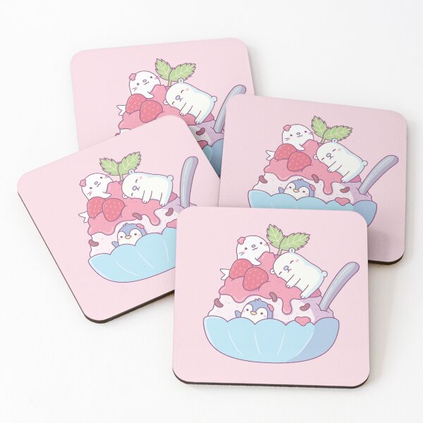 Item preview, Strawberry Shaved Ice Dessert with Cute Seal, Polar Bear and Penguin designed and sold by rustydoodle.