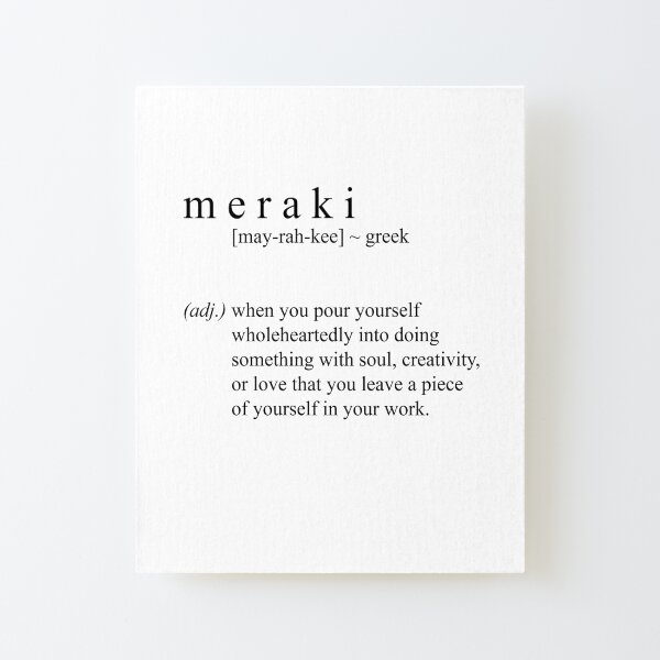 Meraki Watercolor design map quote definiton Wood Print by Vivid