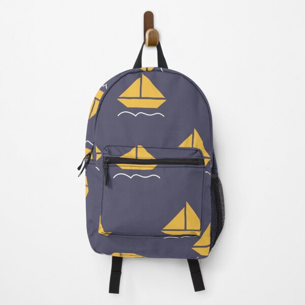 Item preview, navy blue and yellow boat pattern  designed and sold by Northendesigns.