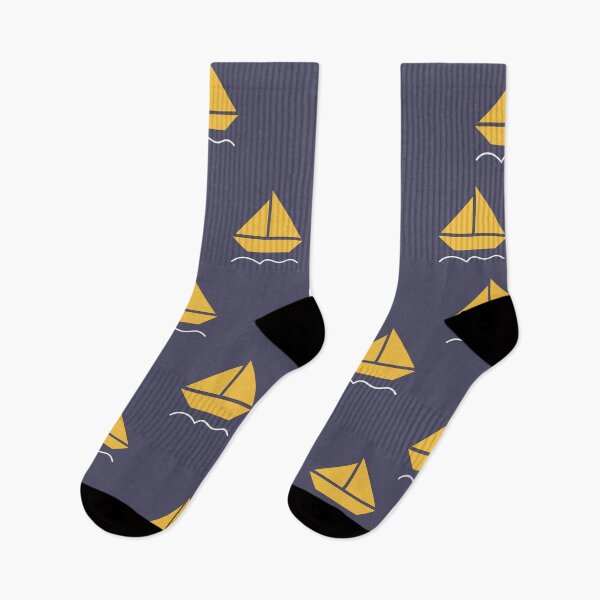 Item preview, navy blue and yellow boat pattern  designed and sold by Northendesigns.