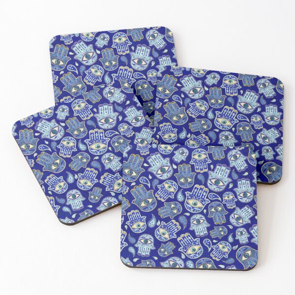 Item preview, Hamsa Hand - Hand of Fatima pattern Blue Minerals designed and sold by k9printart.