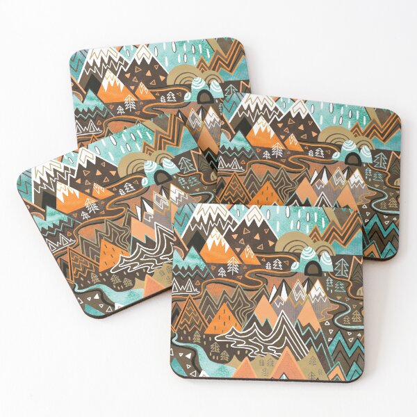 Item preview, Maximalist Mountain Maze - Chocolate Brown, Mint & Orange designed and sold by TigaTiga.