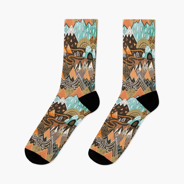 Item preview, Maximalist Mountain Maze - Chocolate Brown, Mint & Orange designed and sold by TigaTiga.