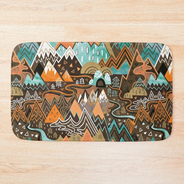 Item preview, Maximalist Mountain Maze - Chocolate Brown, Mint & Orange designed and sold by TigaTiga.