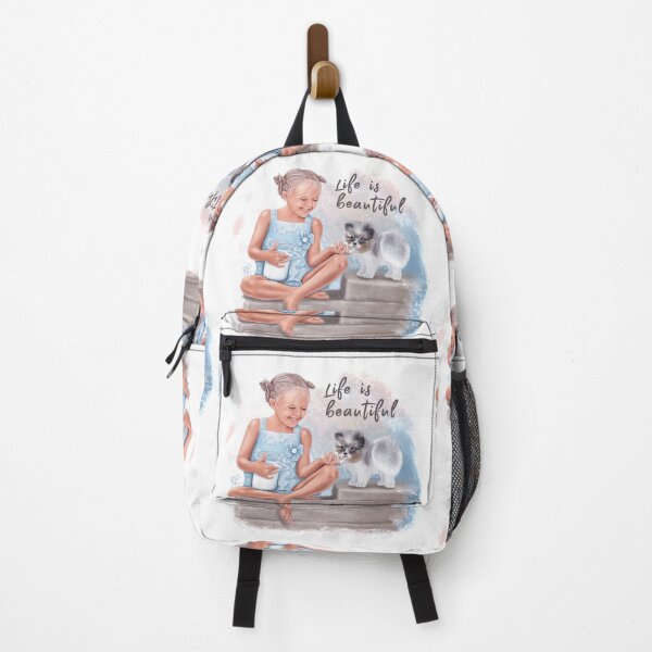 Item preview, Life is beautiful. A girl with a pomeranian dog designed and sold by NataHarmony.
