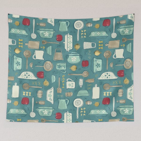 Item preview, Vintage Kitchen Utensils / Teal designed and sold by Markéta Stengl.