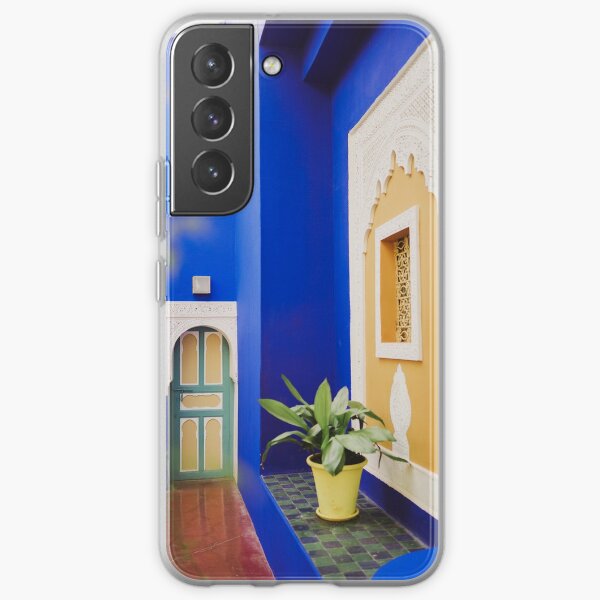 blue wall at yves saint laurent house in the majorelle gardens marrakech morocco Samsung Galaxy Soft Case