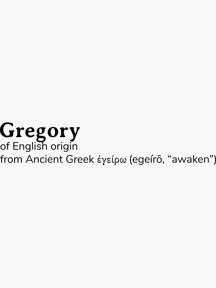 "Gregory name etymology" Sticker by YourNameStory Redbubble