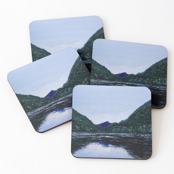 Item preview, Italian Dolomites Sunset Lake scene oil painting designed and sold by StephCarrDesign.