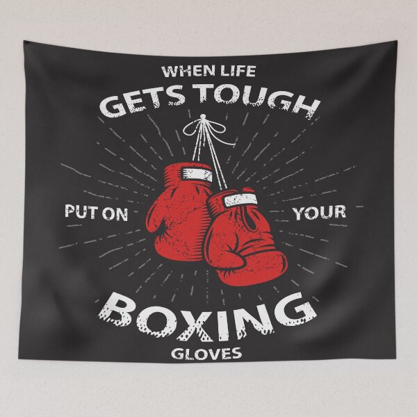 Item preview, Grunge Boxing Motivation Poster Print with Boxing Gloves Text Sunburst Grunge Texture designed and sold by Peekonet.