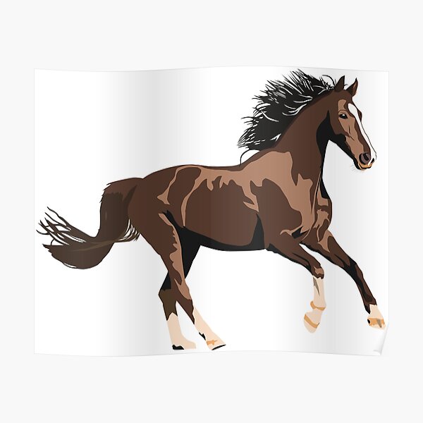 "Running Horse" Poster for Sale by NorseTech Redbubble