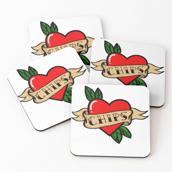 Item preview, I love chips traditional retro heart tattoo designed and sold by BoardRoomDisco.