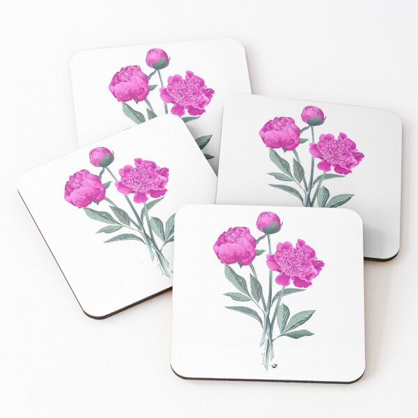 Item preview, Peonies illustration with inscription Romantic peonies designed and sold by Alexandra Kueny.