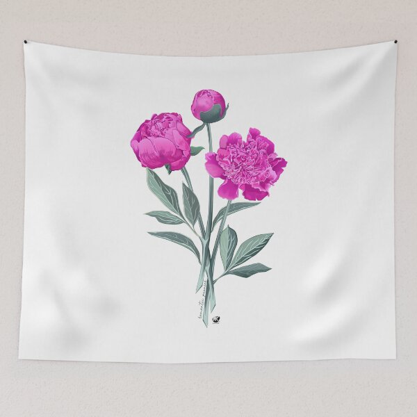 Item preview, Peonies illustration with inscription Romantic peonies designed and sold by Alexandra Kueny.