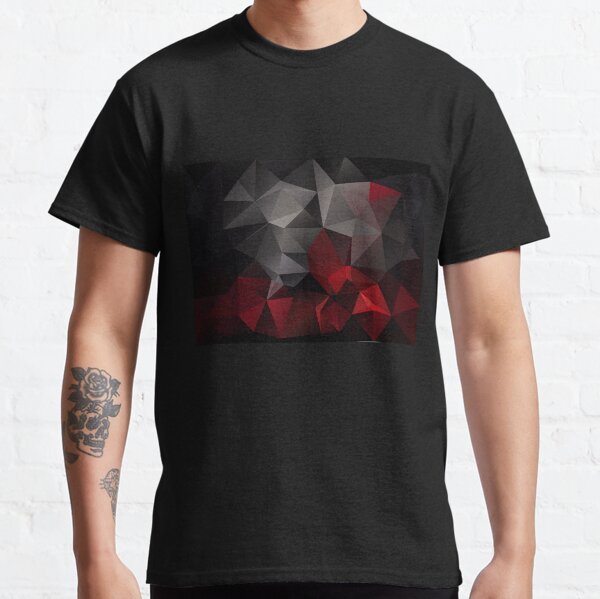 Abstract background of triangles polygon wallpaper in black red colors Classic T-Shirt