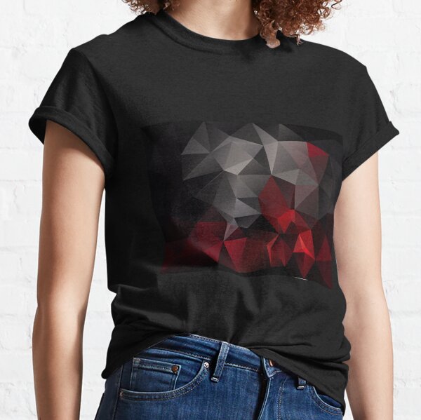 Abstract background of triangles polygon wallpaper in black red colors Classic T-Shirt