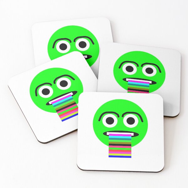 Item preview, Green Emoji face cartoon rainbow unicorn puke designed and sold by rednumberone.