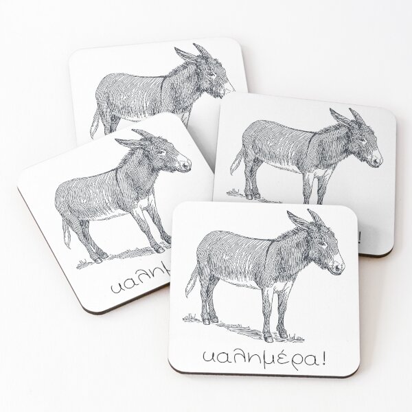 Item preview, Cute Donkey & 'Kalimera' (good morning) in Greek designed and sold by Happy Puppy Print On Demand.