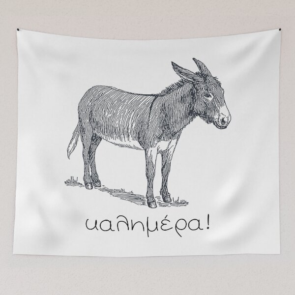 Item preview, Cute Donkey & 'Kalimera' (good morning) in Greek designed and sold by Happy Puppy Print On Demand.