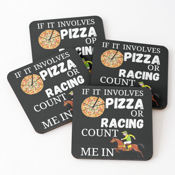 Artikelvorschau, Pizza- und Pferderennen-T-Shirt-Design entworfen und verkauft von PinkArtDesigns.