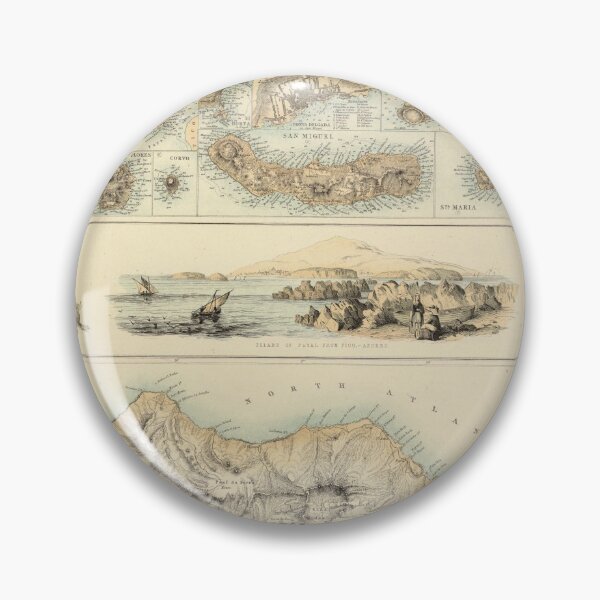 Item preview, Old Azores Islands Map (1872) Vintage Portuguese Isles Atlas designed and sold by BravuraMedia.