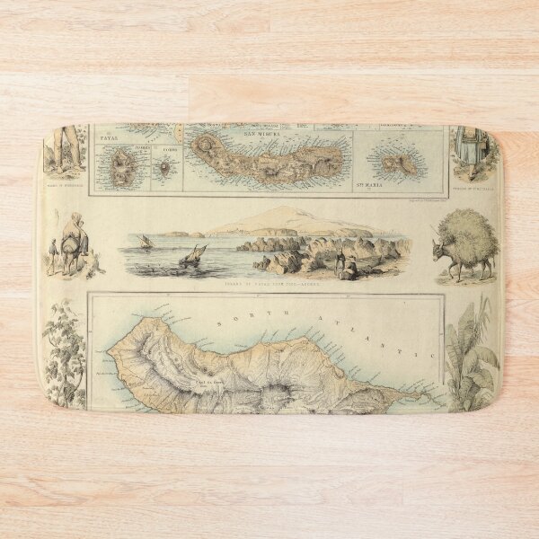 Item preview, Old Azores Islands Map (1872) Vintage Portuguese Isles Atlas designed and sold by BravuraMedia.