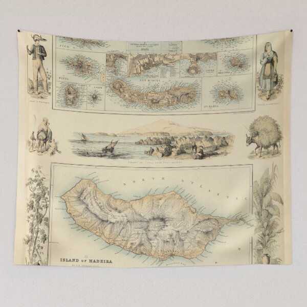 Item preview, Old Azores Islands Map (1872) Vintage Portuguese Isles Atlas designed and sold by BravuraMedia.