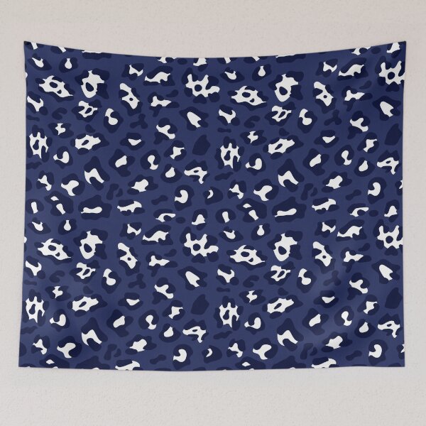 Item preview, Navy Blue And White Leopard Print Pattern designed and sold by FranzNCandy.