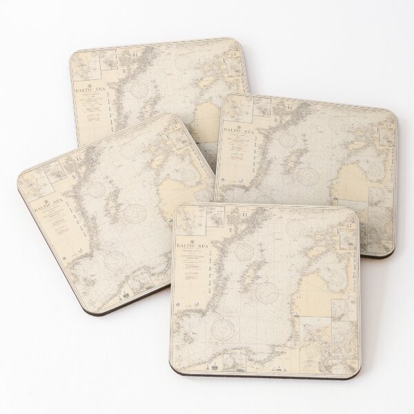 Item preview, Old Baltic Sea Map (1923) Vintage Scandinavian Coastal Chart designed and sold by BravuraMedia.