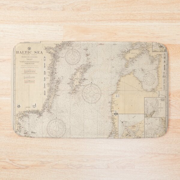 Item preview, Old Baltic Sea Map (1923) Vintage Scandinavian Coastal Chart designed and sold by BravuraMedia.