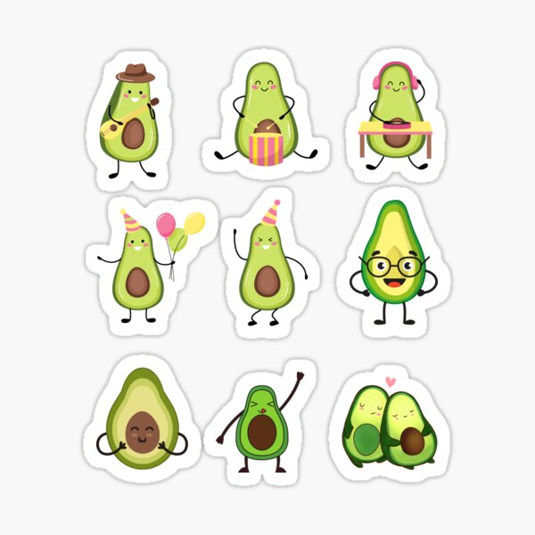 Cute funny toast and glasses, yummy Kawaii avocado' Sticker