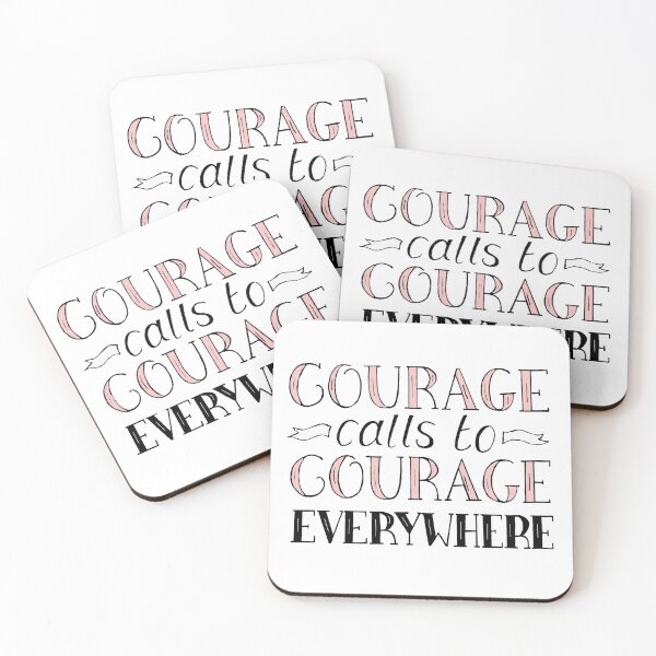 Item preview, Courage Calls to Courage Everywhere Inspirational Quote in Pink and Black designed and sold by Maddy Bennett.
