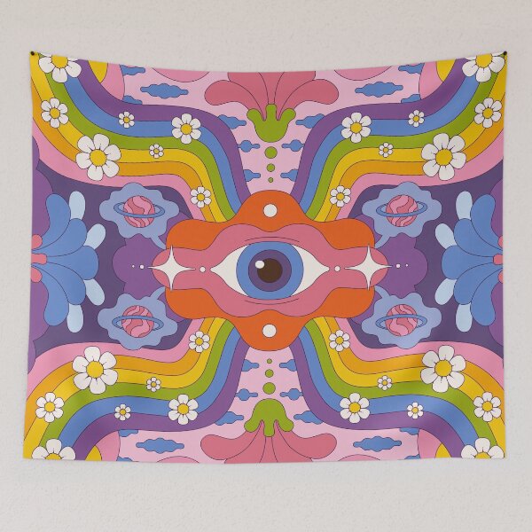 Artikelvorschau, Handgezeichneter psychedelischer Grooviger Hintergrund entworfen und verkauft von Peekonet.