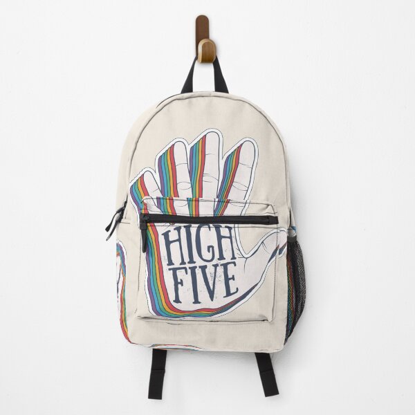 Item preview, High Five Hand Palm Silhouette with Vintage Styled Rainbow Shadow Sticker Design Template Illustration designed and sold by Peekonet.