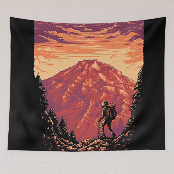 Item preview, Hiking Mountain Illustration designed and sold by Peekonet.