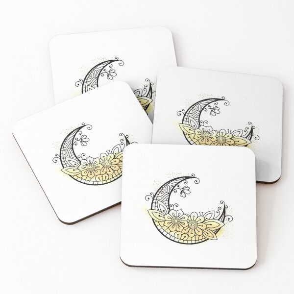 Item preview, Crescent Moon with Flowers designed and sold by PrintinglyArt.