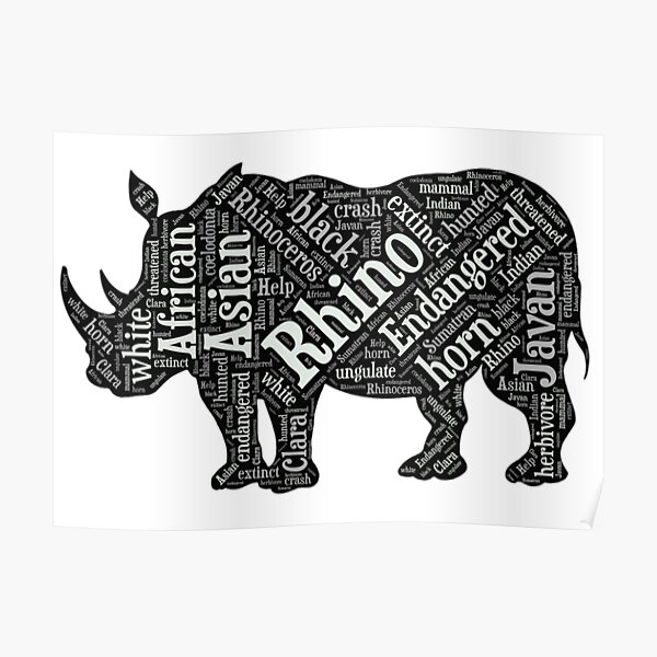 "Rhino Word Art" Poster by RhinoArtStudios | Redbubble