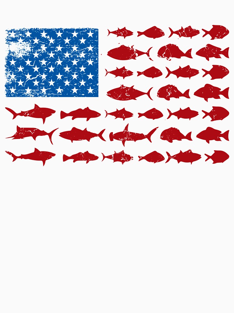 American USA Flag Fishing Vintage design Fish Species Pullover