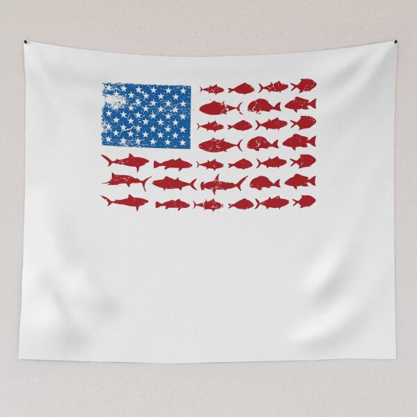 Item preview, American USA Flag Fishing Vintage design Fish Species designed and sold by InkyJack.