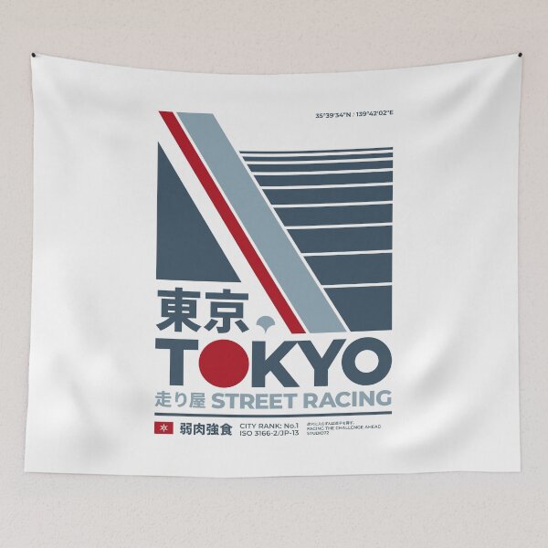 Item preview, Tokyo Street Racing (Blue on White) designed and sold by STUDIO-72.