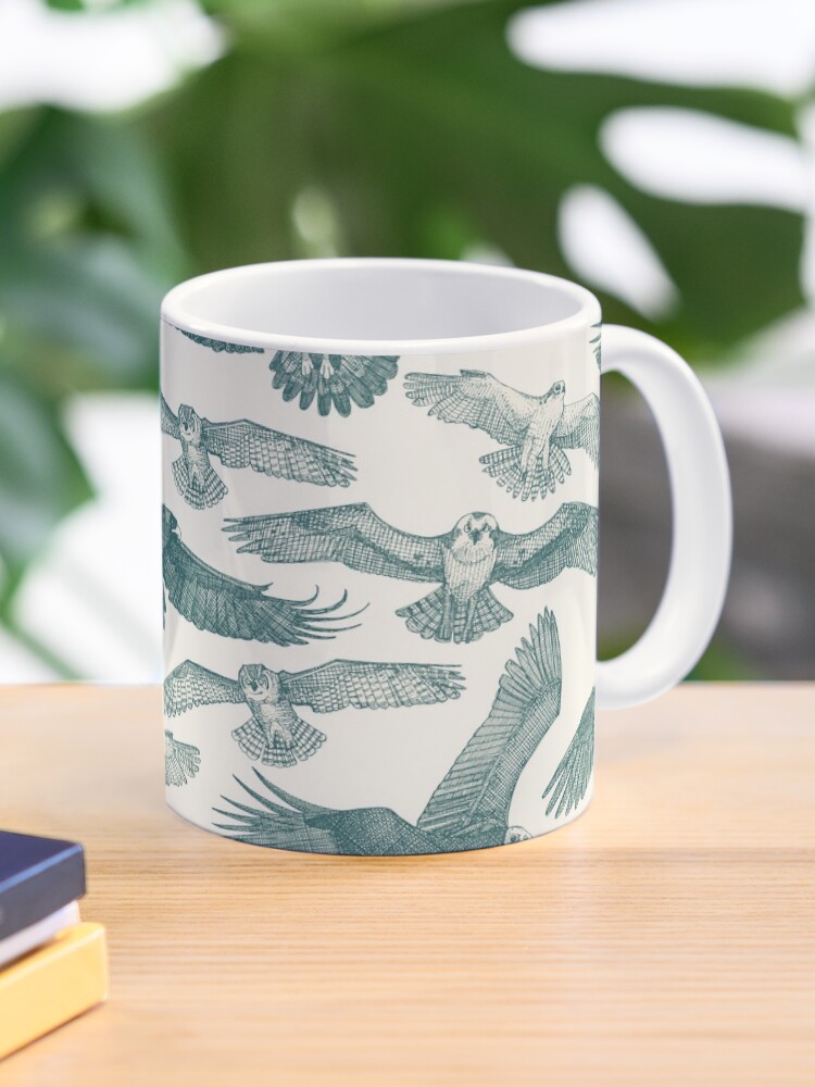 Thumbnail 1 of 6, Coffee Mug, birds of prey jade designed and sold by scrummy.