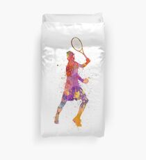 tennis player celebrating in silhouette 01 Duvet Cover