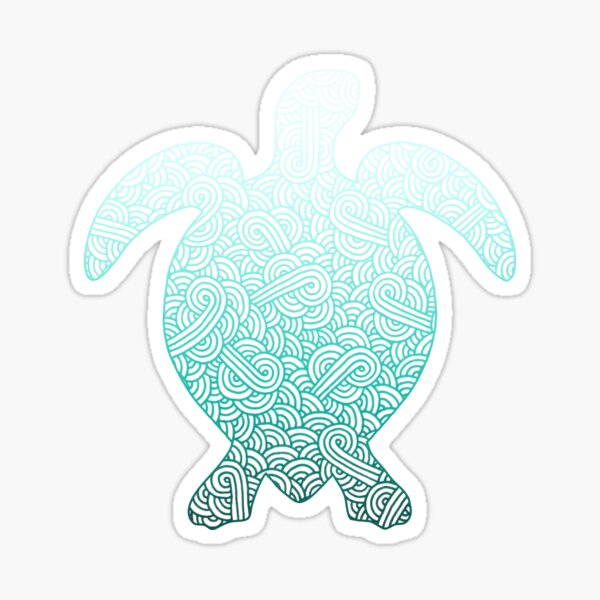 Gradient turquoise blue and white swirls doodles Sticker