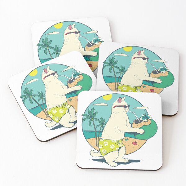 Item preview, Adorable Kittycat Feline Vacation Coconut Cocktail designed and sold by ozunu.
